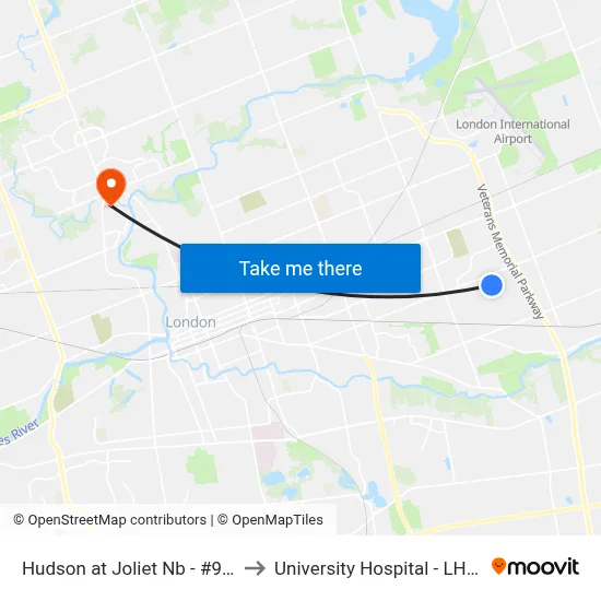 Hudson at Joliet Nb - #992 to University Hospital - LHSC map