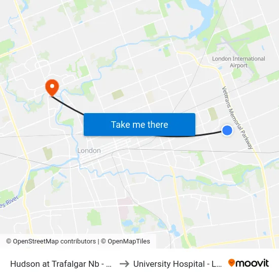 Hudson at Trafalgar Nb - #993 to University Hospital - LHSC map