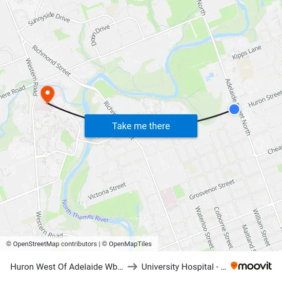 Huron West Of Adelaide Wb - #997 to University Hospital - LHSC map