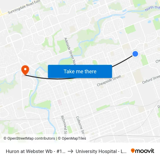 Huron at Webster Wb - #1022 to University Hospital - LHSC map