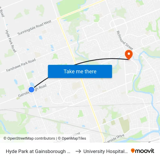 Hyde Park at Gainsborough Nb - #2397 to University Hospital - LHSC map