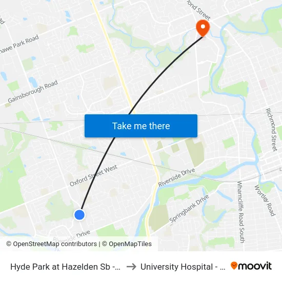 Hyde Park at Hazelden Sb - #2663 to University Hospital - LHSC map
