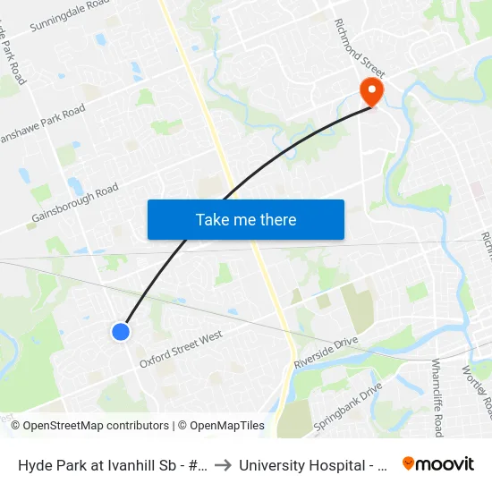 Hyde Park at Ivanhill Sb - #2399 to University Hospital - LHSC map