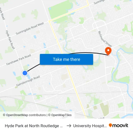 Hyde Park at North Routledge Park Nb - #2685 to University Hospital - LHSC map