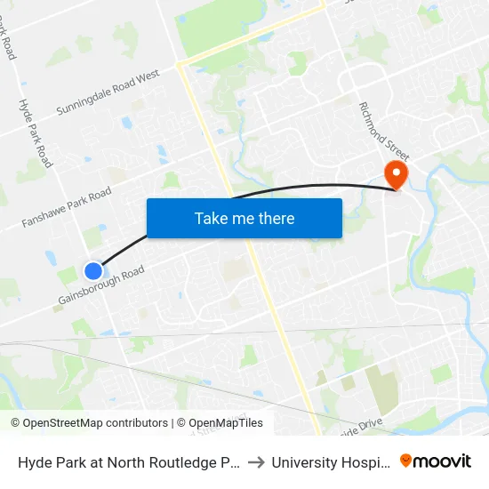 Hyde Park at North Routledge Park 2 Sb - #2687 to University Hospital - LHSC map