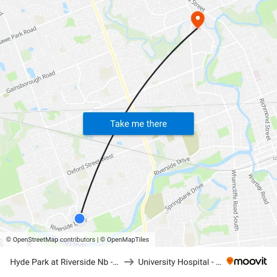 Hyde Park at Riverside Nb - #1031 to University Hospital - LHSC map