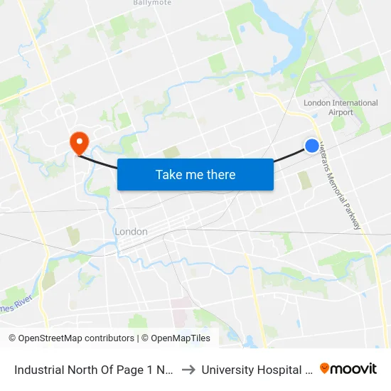 Industrial North Of Page 1 Nb - #1035 to University Hospital - LHSC map