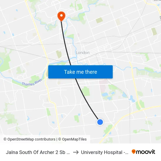 Jalna South Of Archer 2 Sb - #2598 to University Hospital - LHSC map