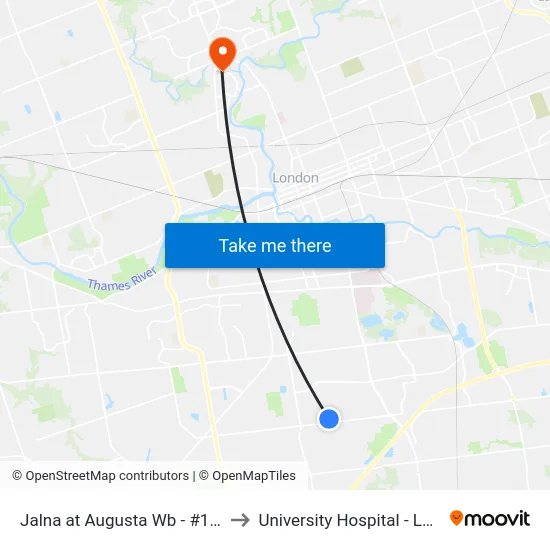 Jalna at Augusta Wb - #1039 to University Hospital - LHSC map