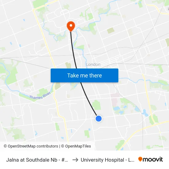 Jalna at Southdale Nb - #1071 to University Hospital - LHSC map
