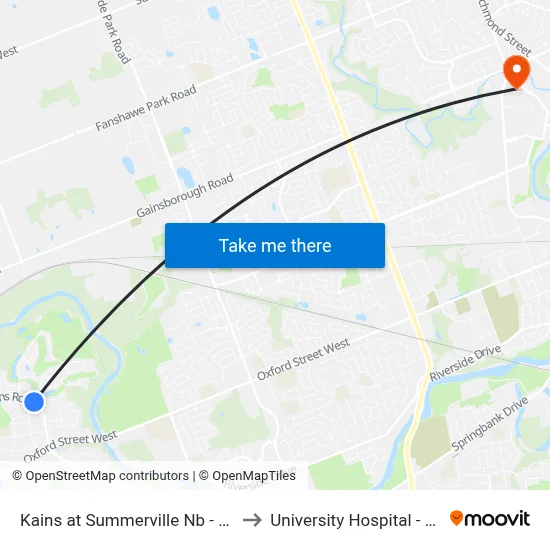 Kains at Summerville Nb - #2546 to University Hospital - LHSC map