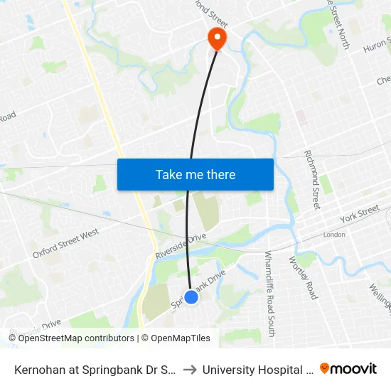 Kernohan at Springbank Dr Sb - #2763 to University Hospital - LHSC map