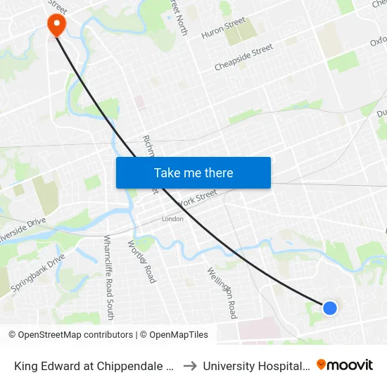 King Edward at Chippendale Nb - #1078 to University Hospital - LHSC map