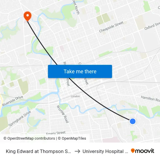 King Edward at Thompson Sb - #1089 to University Hospital - LHSC map