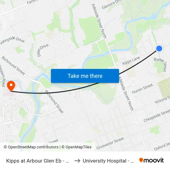 Kipps at Arbour Glen Eb - #1094 to University Hospital - LHSC map