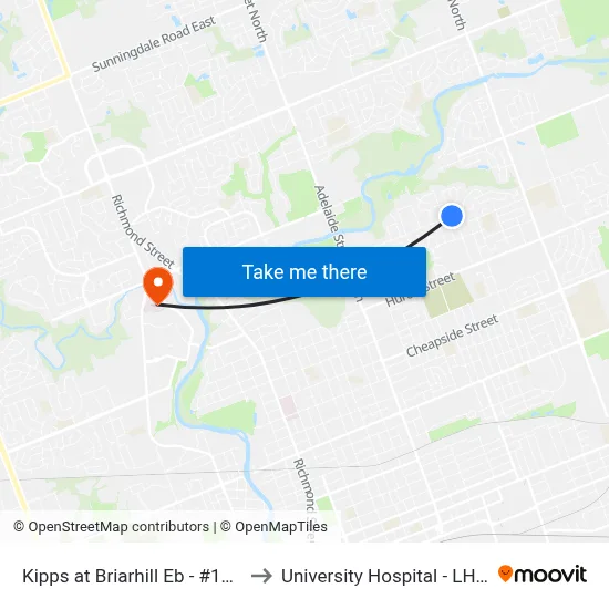 Kipps at Briarhill Eb - #1097 to University Hospital - LHSC map