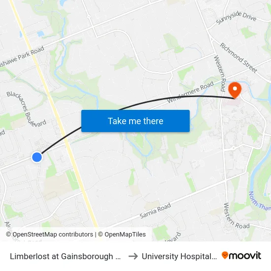 Limberlost at Gainsborough Nb - #1124 to University Hospital - LHSC map