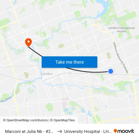 Marconi at Julia Nb - #2667 to University Hospital - LHSC map