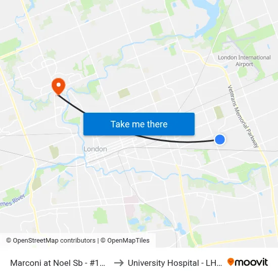 Marconi at Noel Sb - #1137 to University Hospital - LHSC map