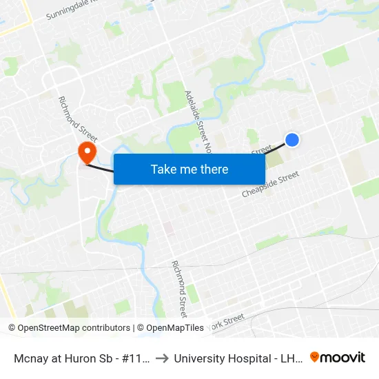 Mcnay at Huron Sb - #1157 to University Hospital - LHSC map