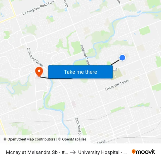 Mcnay at Melsandra Sb - #1159 to University Hospital - LHSC map