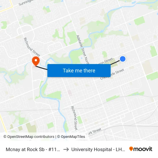 Mcnay at Rock Sb - #1161 to University Hospital - LHSC map