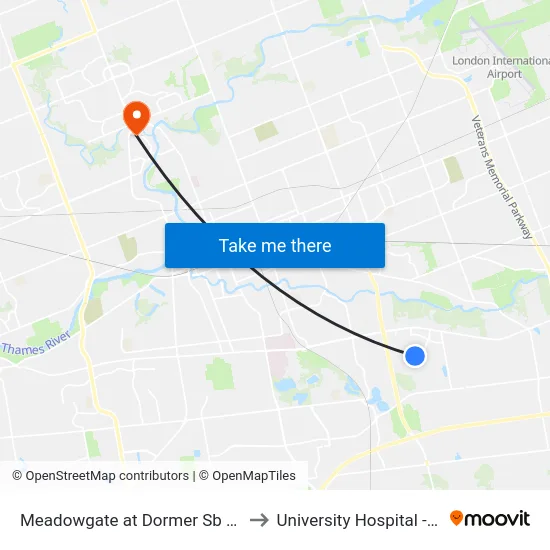 Meadowgate at Dormer Sb - #2482 to University Hospital - LHSC map