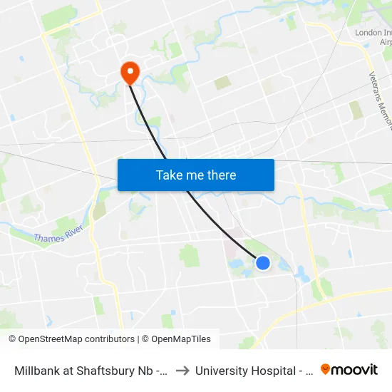 Millbank at Shaftsbury Nb - #1193 to University Hospital - LHSC map