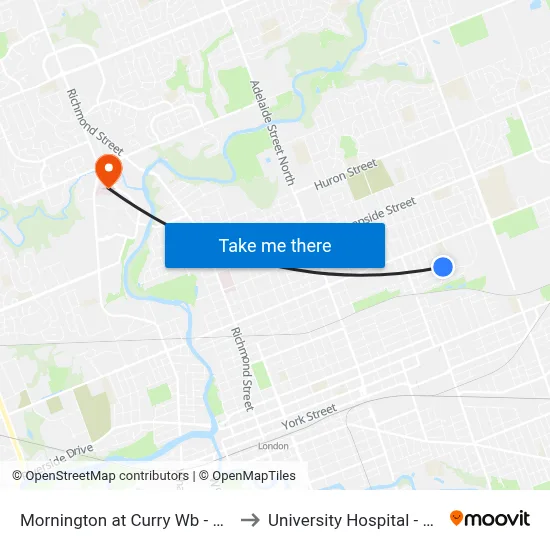 Mornington at Curry Wb - #1209 to University Hospital - LHSC map