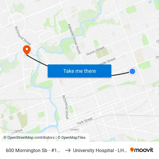 600 Mornington Sb - #1216 to University Hospital - LHSC map