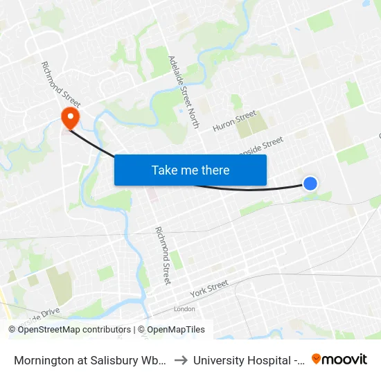 Mornington at Salisbury Wb - #1218 to University Hospital - LHSC map