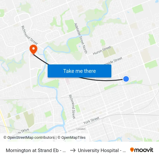 Mornington at Strand Eb - #1219 to University Hospital - LHSC map