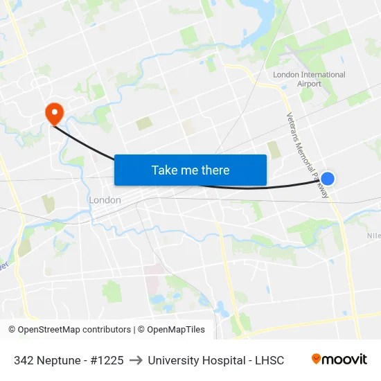 342 Neptune - #1225 to University Hospital - LHSC map