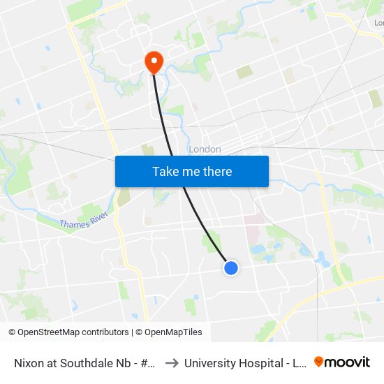 Nixon at Southdale Nb - #1237 to University Hospital - LHSC map