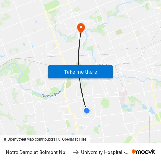 Notre Dame at Belmont Nb - #2589 to University Hospital - LHSC map