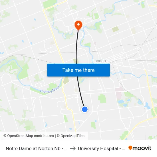 Notre Dame at Norton Nb - #2590 to University Hospital - LHSC map