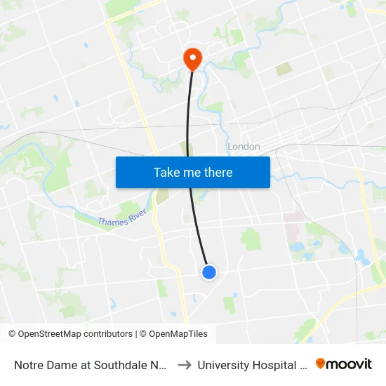 Notre Dame at Southdale Nb - #2591 to University Hospital - LHSC map