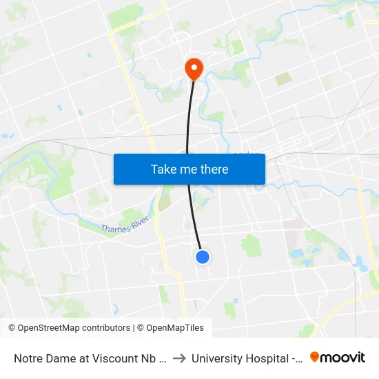 Notre Dame at Viscount Nb - #2592 to University Hospital - LHSC map