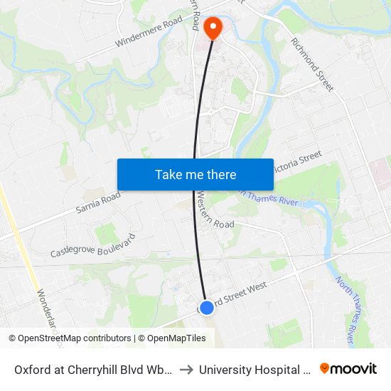 Oxford at Cherryhill Blvd Wb - #1271 to University Hospital - LHSC map