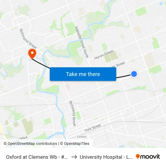 Oxford at Clemens Wb - #1279 to University Hospital - LHSC map