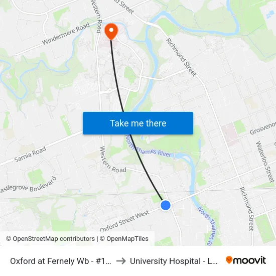 Oxford at Fernely Wb - #1290 to University Hospital - LHSC map