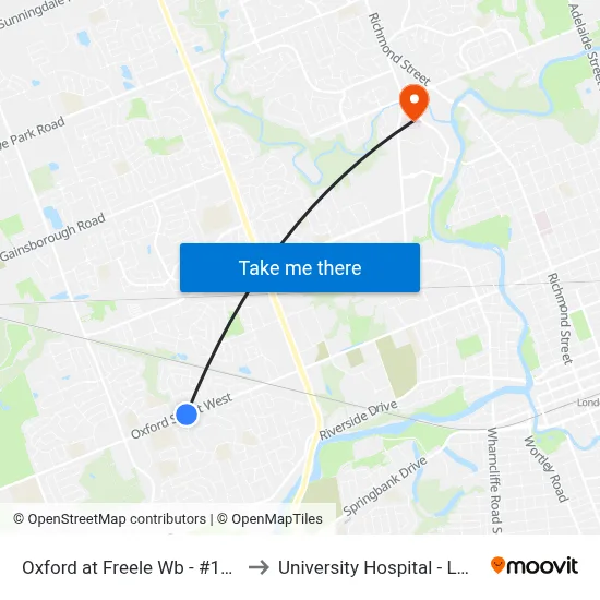 Oxford at Freele Wb - #1295 to University Hospital - LHSC map