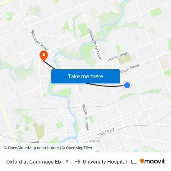 Oxford at Gammage Eb - #1296 to University Hospital - LHSC map