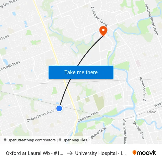 Oxford at Laurel Wb - #1318 to University Hospital - LHSC map