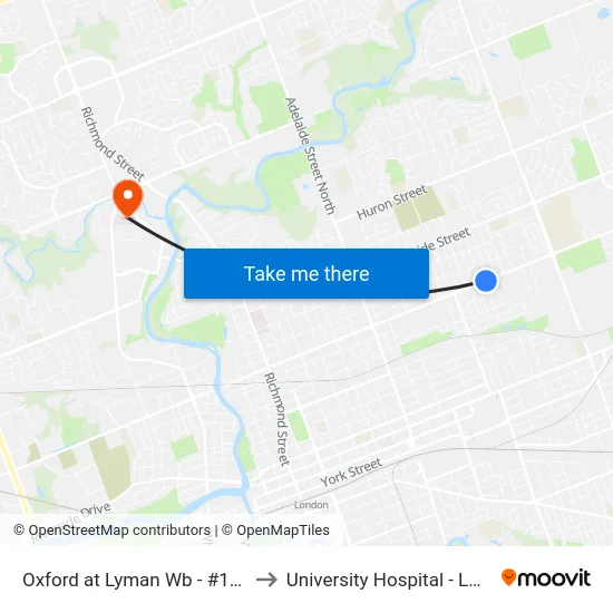 Oxford at Lyman Wb - #1319 to University Hospital - LHSC map