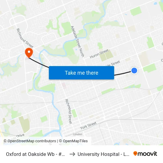 Oxford at Oakside Wb - #1323 to University Hospital - LHSC map