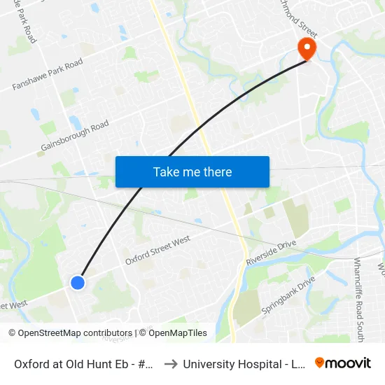 Oxford at Old Hunt Eb - #1324 to University Hospital - LHSC map