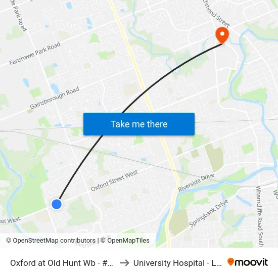 Oxford at Old Hunt Wb - #1325 to University Hospital - LHSC map