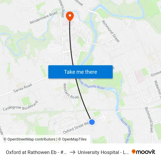 Oxford at Rathowen Eb - #1331 to University Hospital - LHSC map