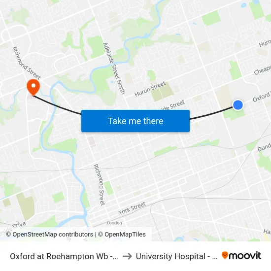 Oxford at Roehampton Wb - #1336 to University Hospital - LHSC map
